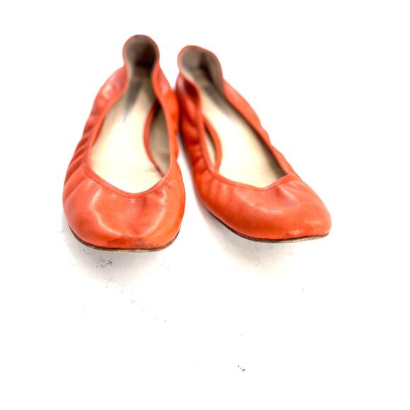 Vera Wang Lavender Lillian Ballet Flats 8 Orange Coral Leather Prep Classic - Picture 6 of 7